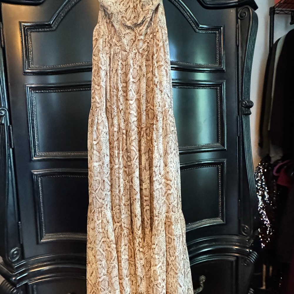 Jessica Simpson Beige Snake Print Maxi Dress